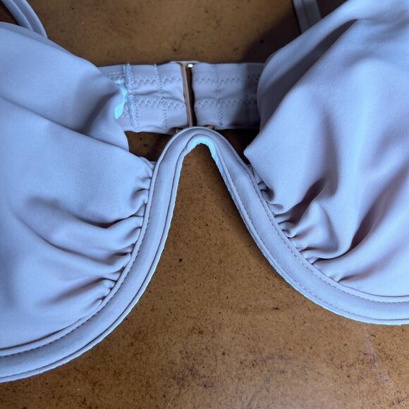 Shade & Shore NWT Blush Pink Boned Tie Neck Bikini Top Size 34D - Picture 6 of 11